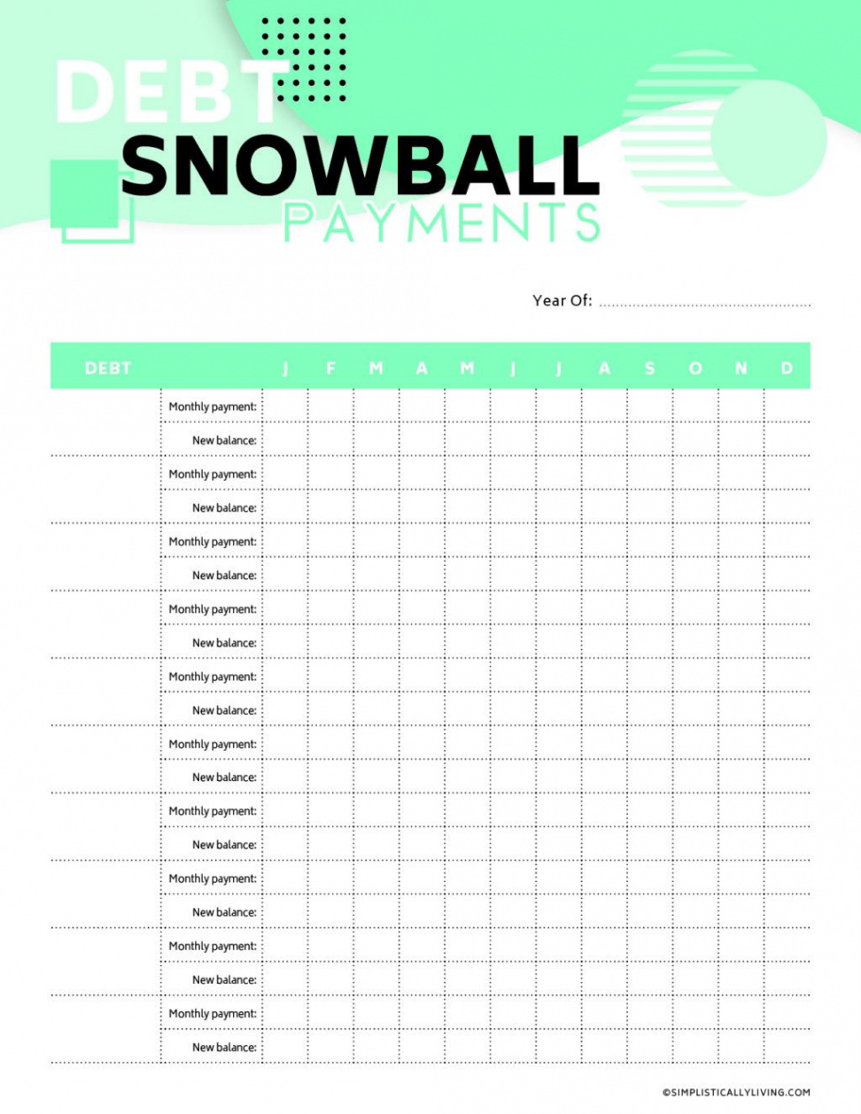 Free Debt Snowball Printable Worksheets – Simplistically Living