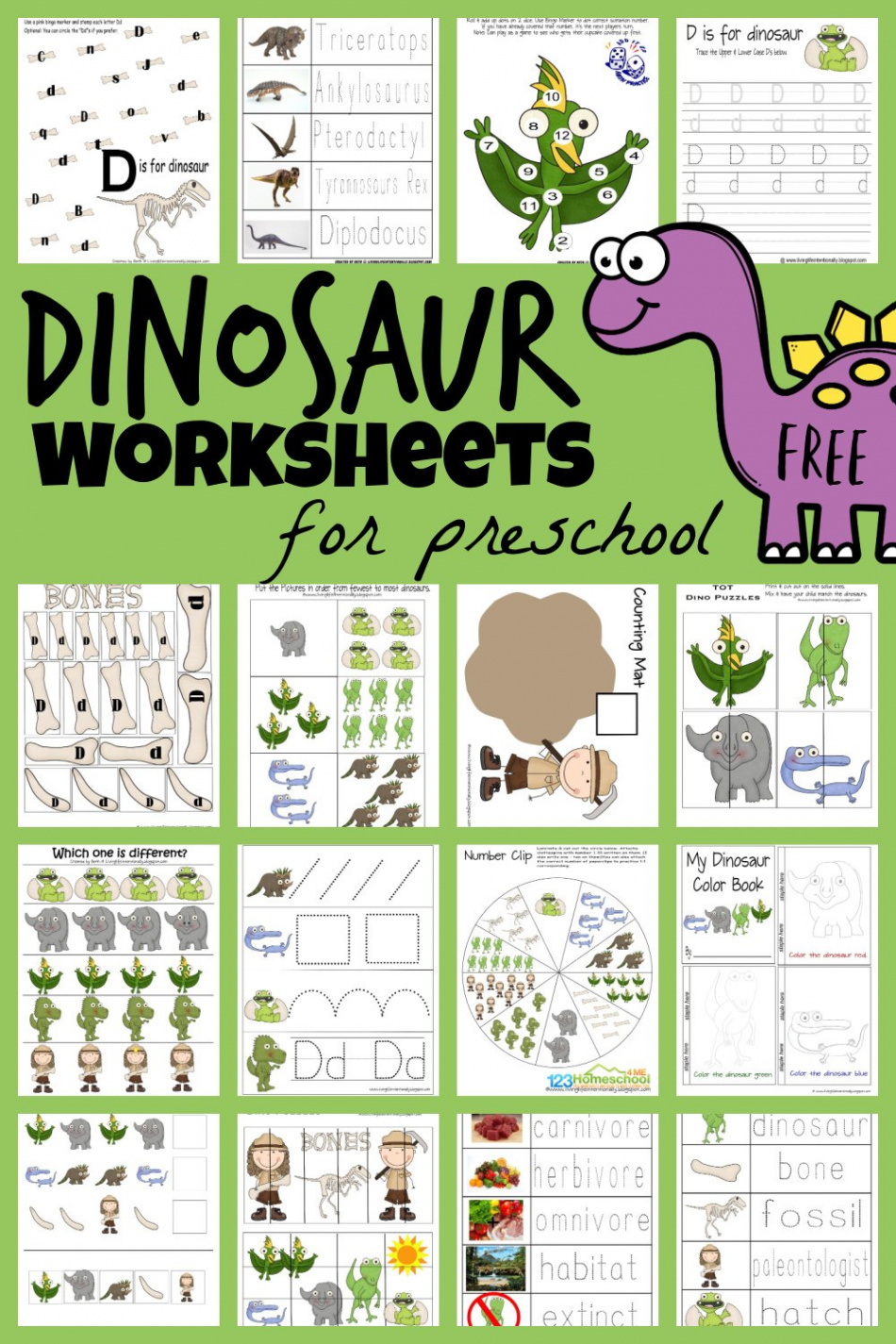 🦕 FREE Dinosaur Worksheets Preschool Printables