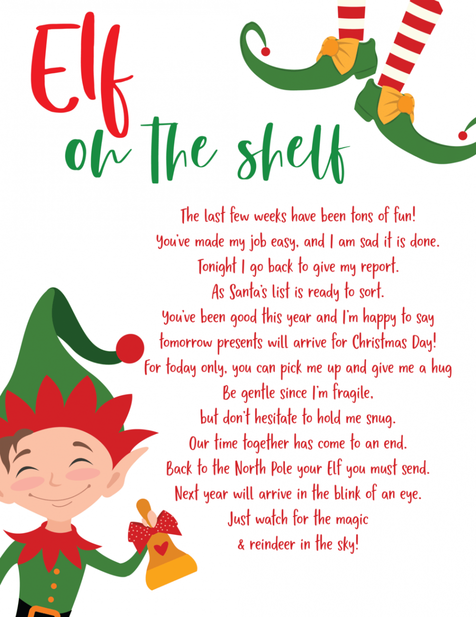 Free Elf on the Shelf goodbye printable  Elf goodbye letter, Elf