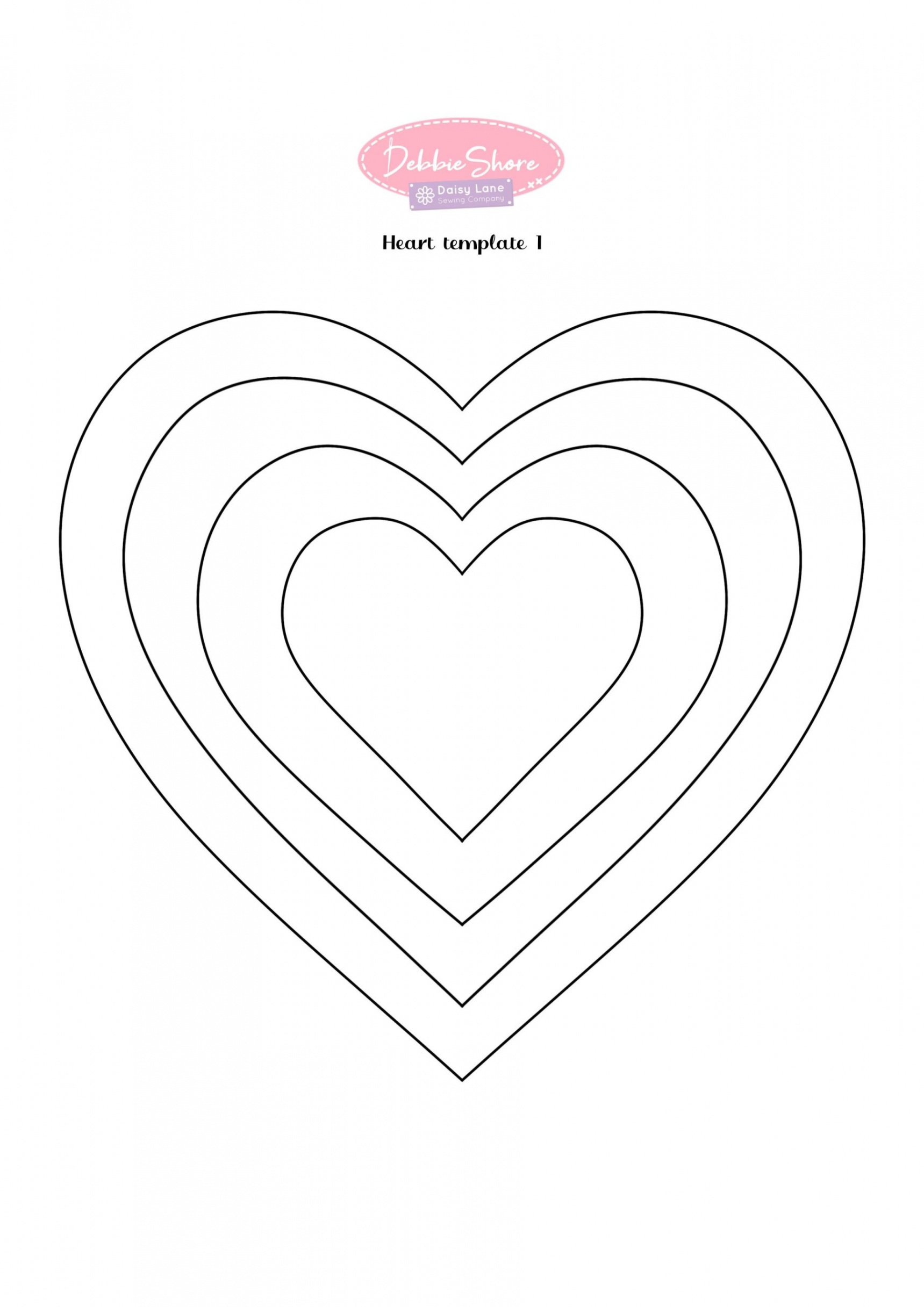 FREE Heart Shape Template Download -  Styles – Debbie Shore Sewing