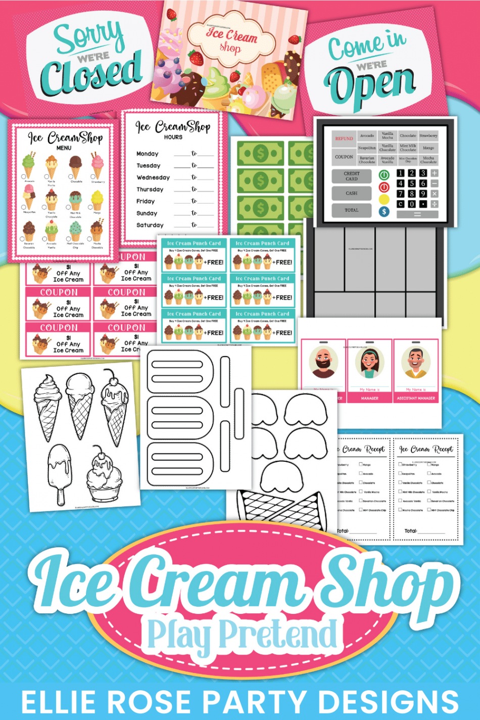 FREE ICE CREAM SHOP DRAMATIC PLAY PRINTABLES