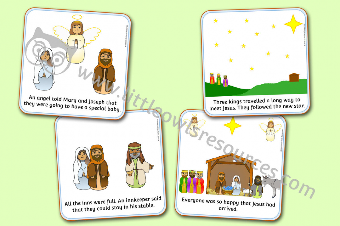 FREE Nativity Story Sequence Cards printable Early Years/EY (EYFS