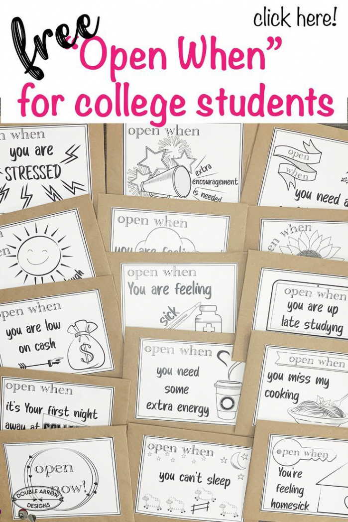 Free "open when" for college students  College gifts, College