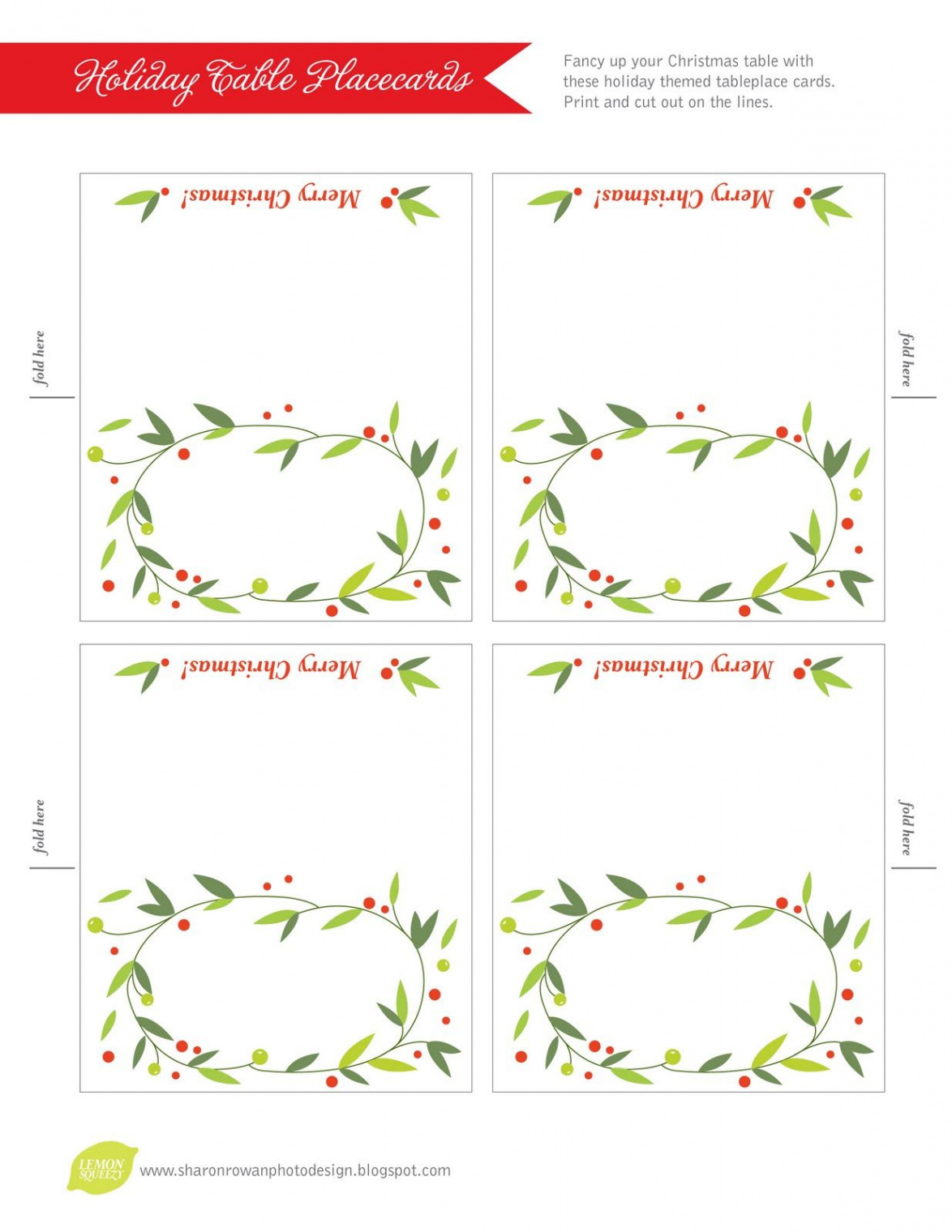 Free place card template, Printable place cards, Christmas place cards