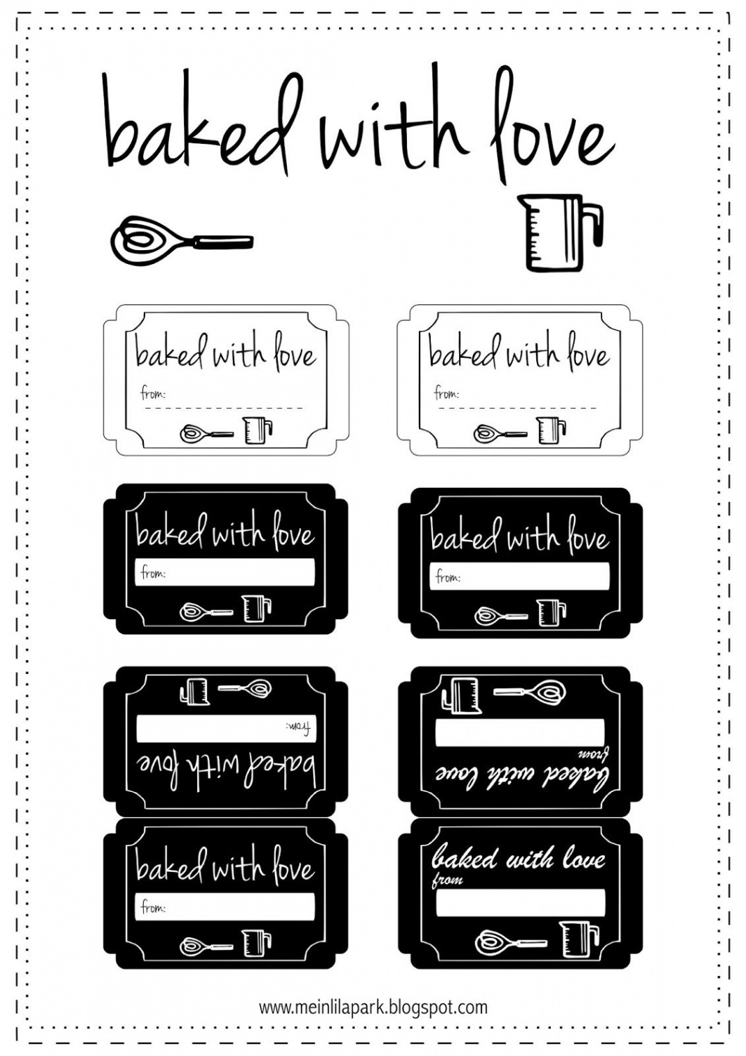 free printable baked with love tags - ausdruckbare Etiketten