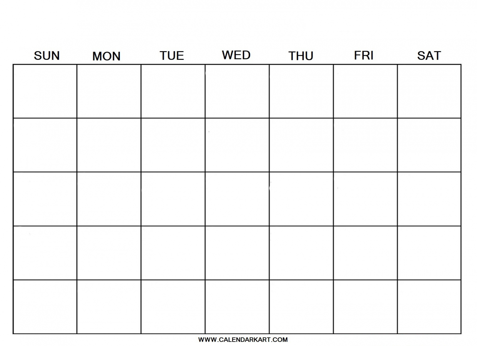 Free Printable Blank Calendar Templates - CalendarKart