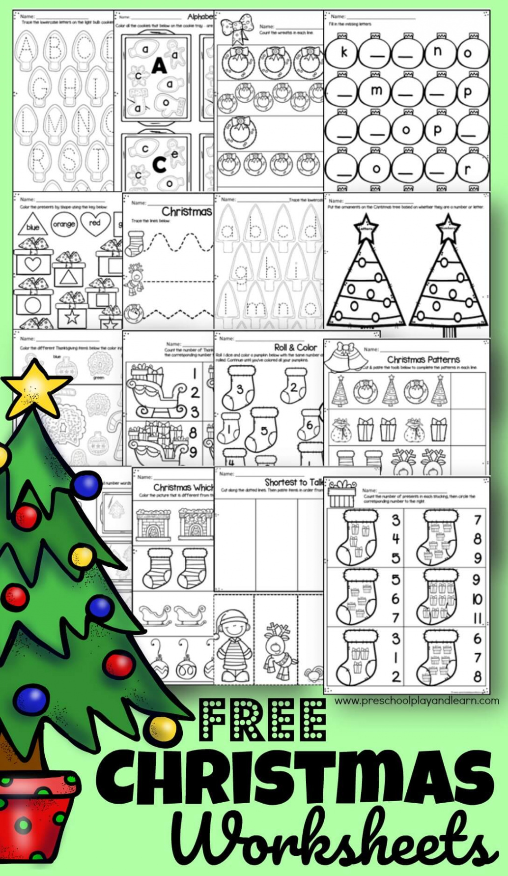 🎄 FREE Printable Christmas Worksheets for Preschool