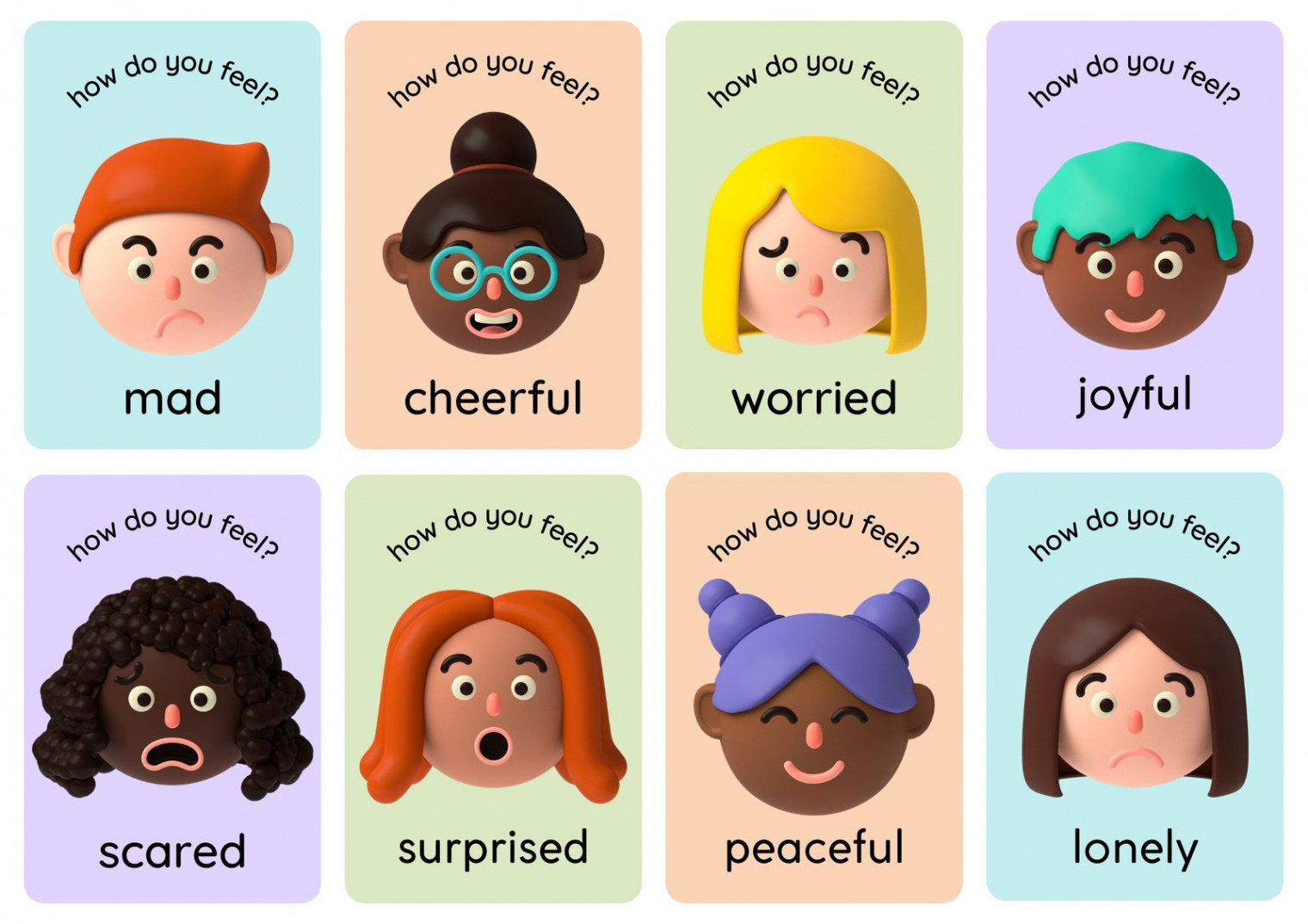 Free printable custom emotions flashcard templates  Canva