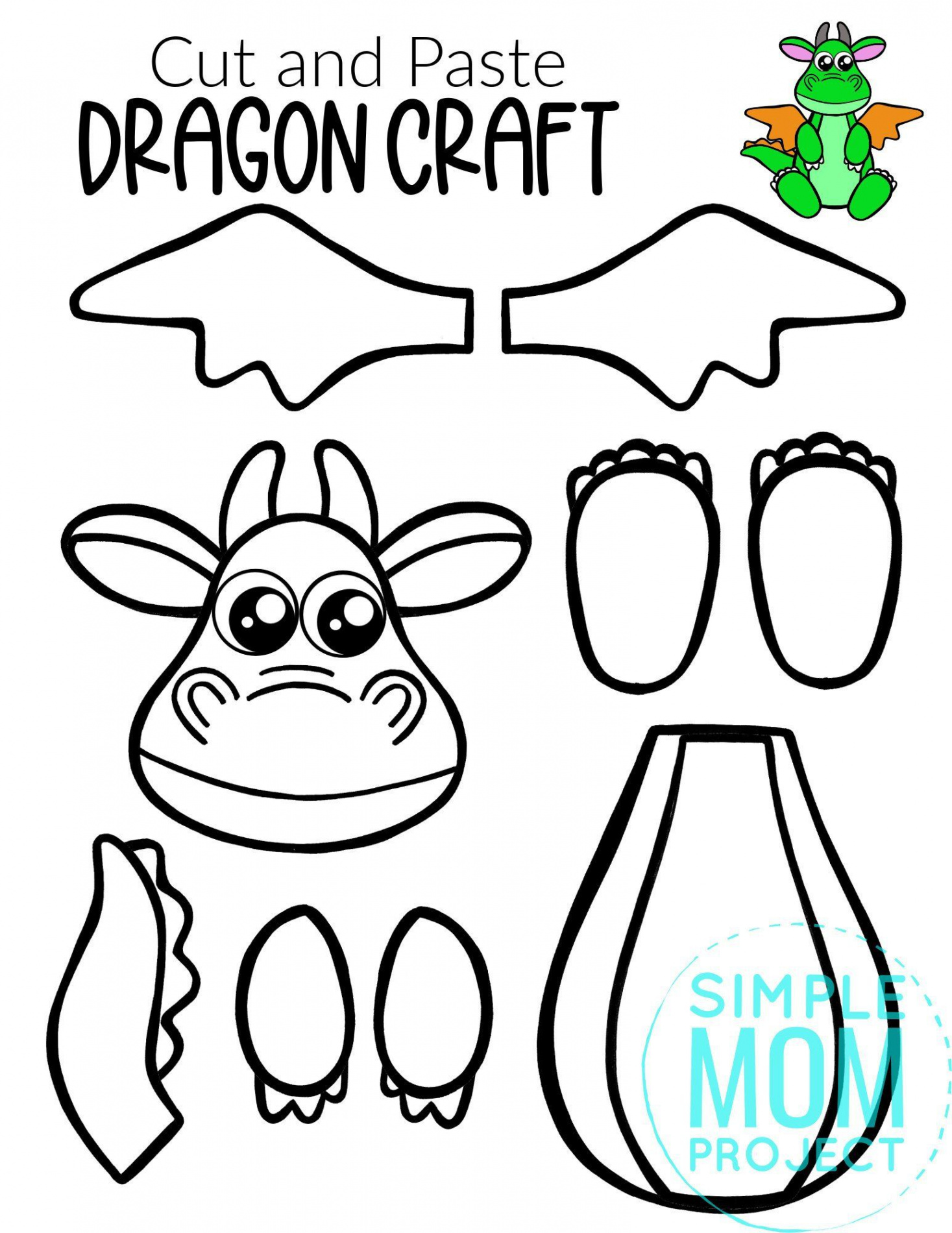 Free Printable Dragon Craft Template  Dragon crafts, Paper dragon