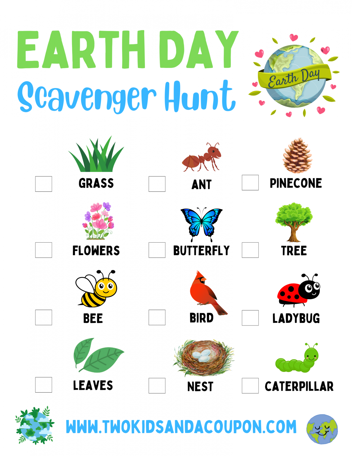 Free Printable Earth Day Scavenger Hunt  CheapThriftyLiving