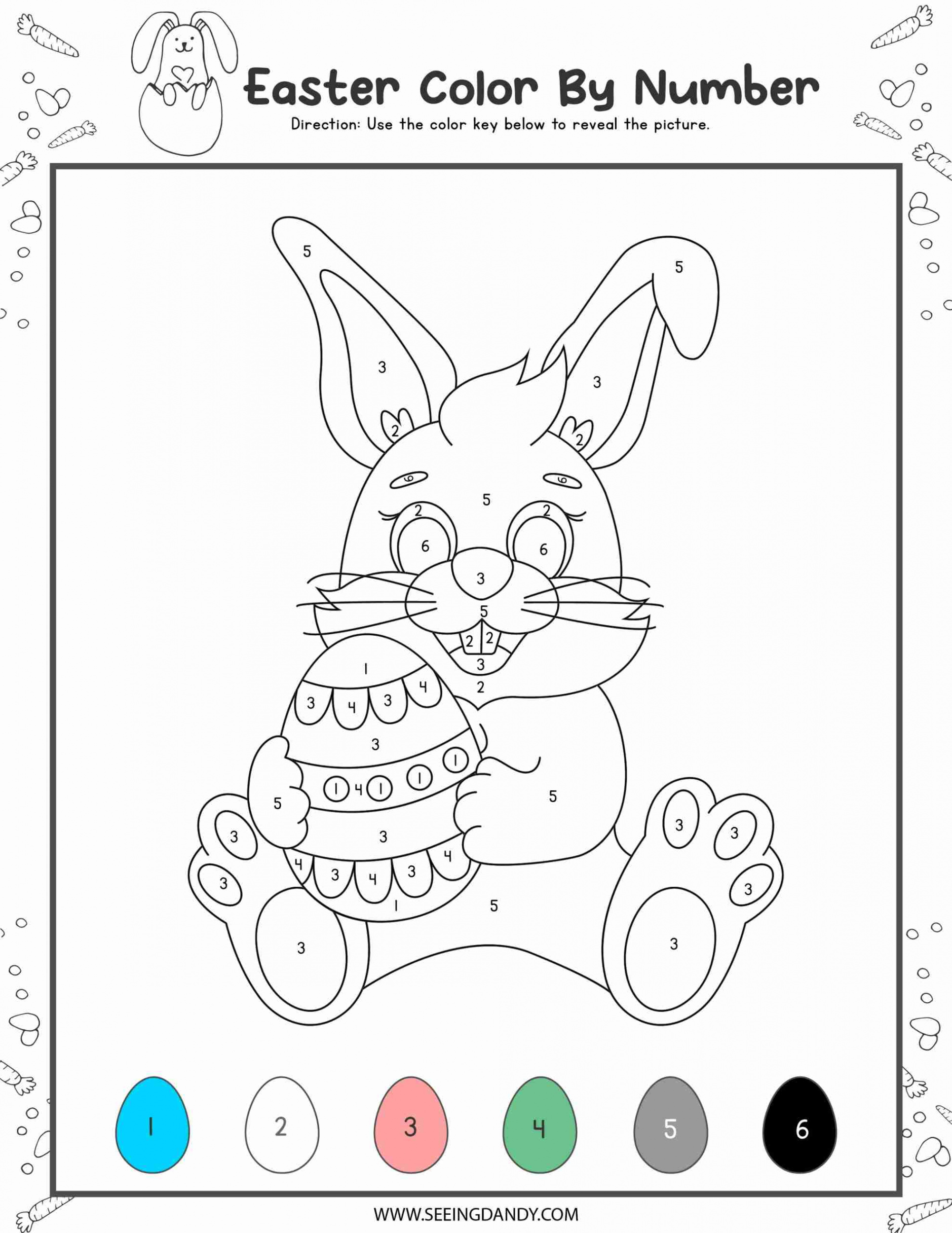 Free Printable Easter Color By Number Coloring Pages - Seeing