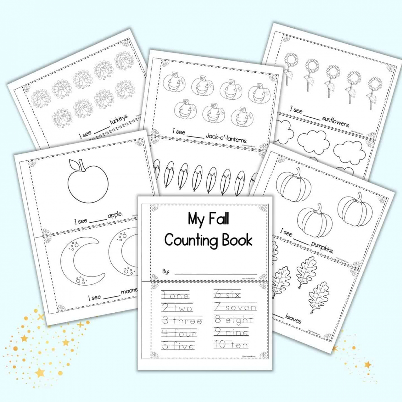 Free Printable Fall Counting Book For Preschool & Kindergarten