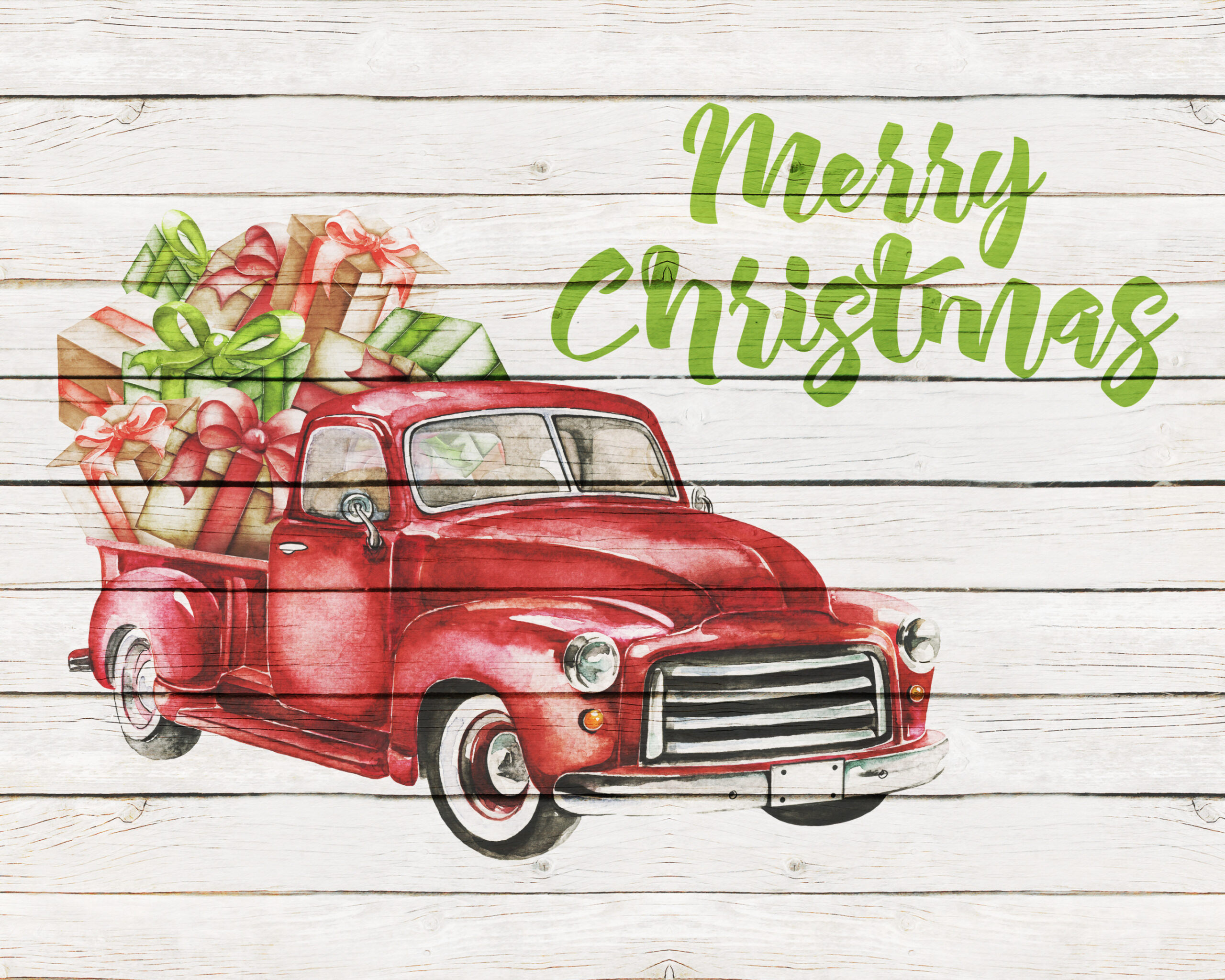 Free Printable Farmhouse Christmas Truck Wall Art - The Cottage Market