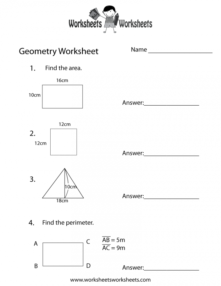 Free Printable Geometry Review Worksheet