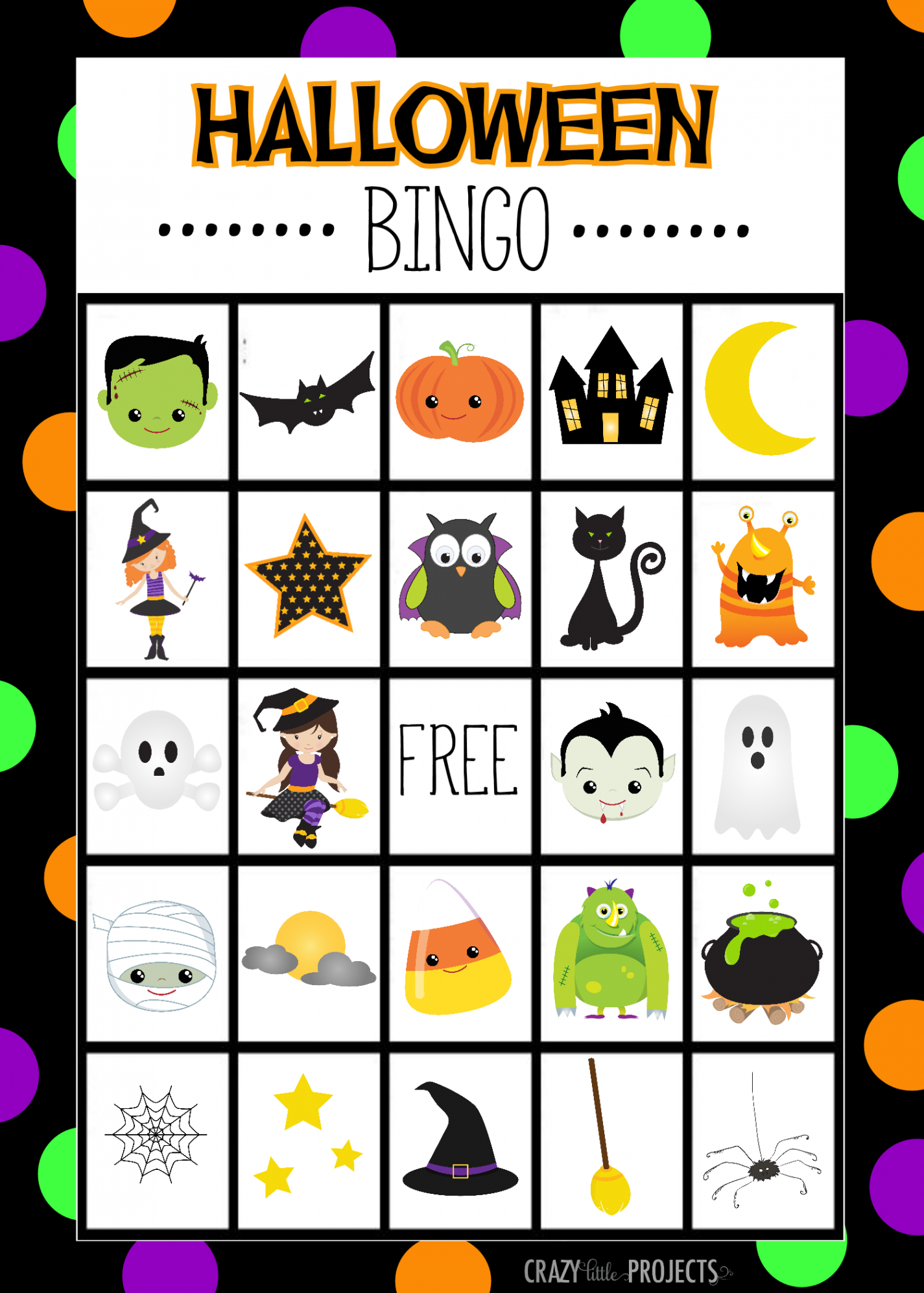 Free Printable Halloween Bingo Game - Crazy Little Projects