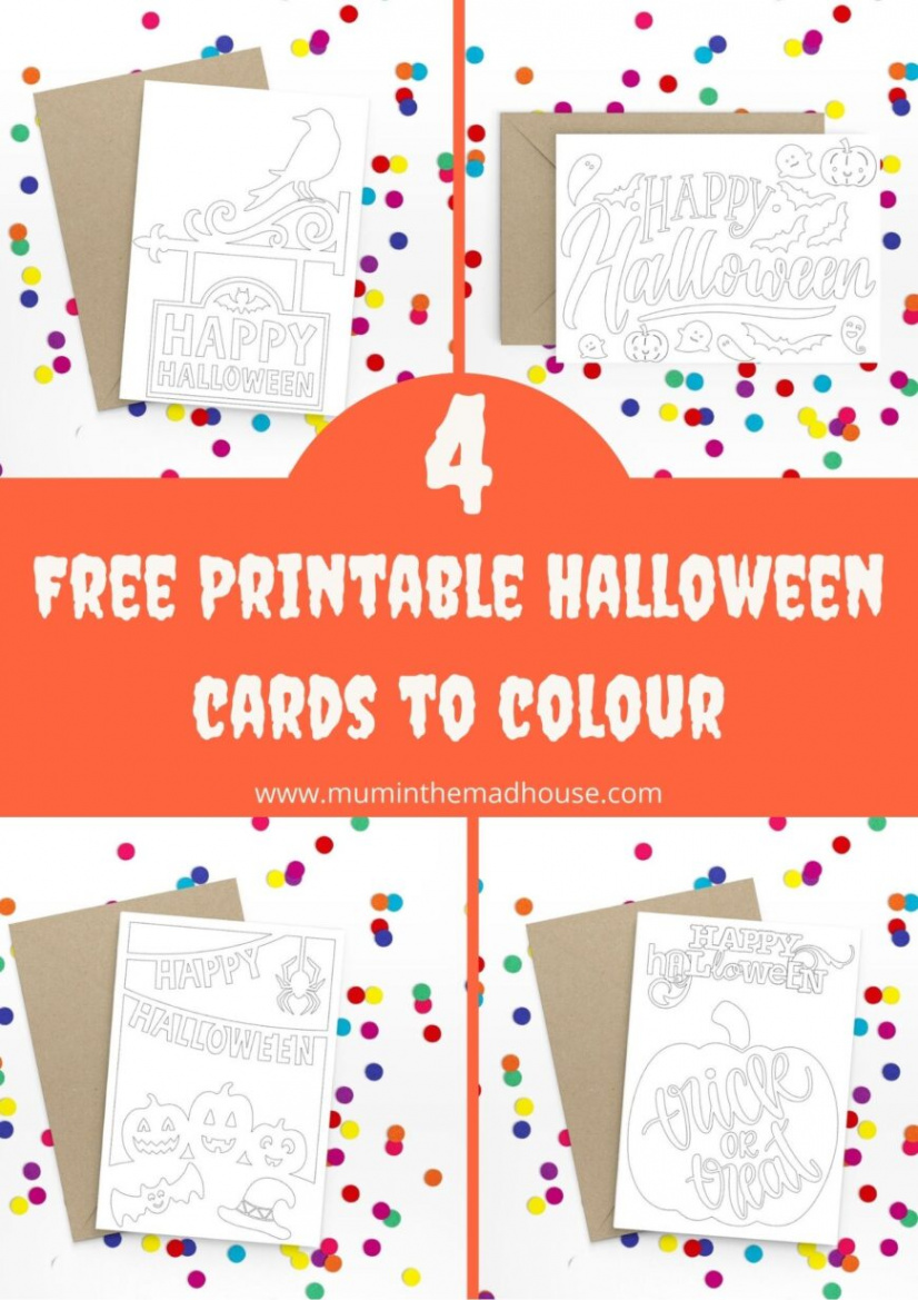 Free Printable Halloween Cards to Colour - Mum In The Madhouse