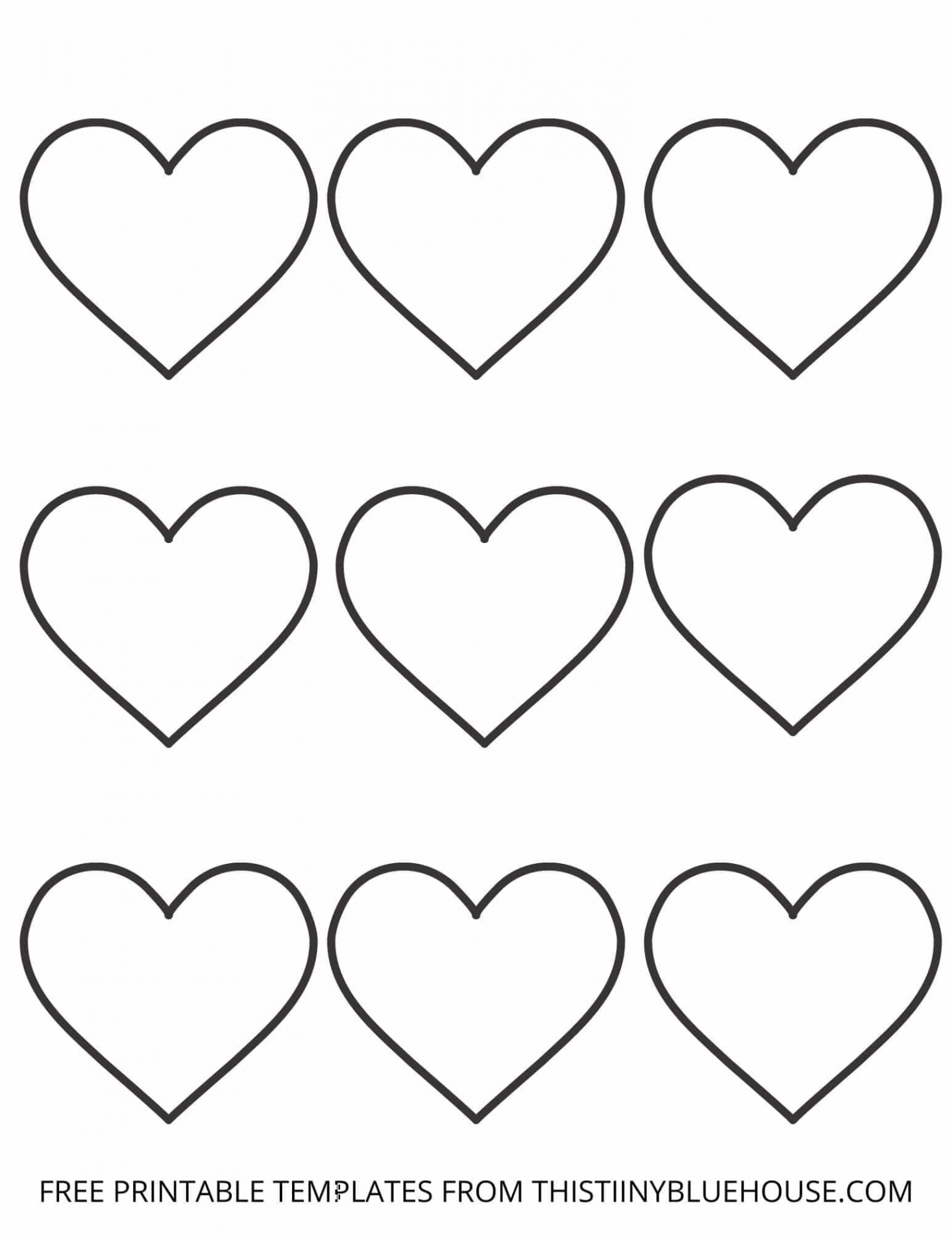 Free Printable Heart Template ( sizes of Heart Outlines Small