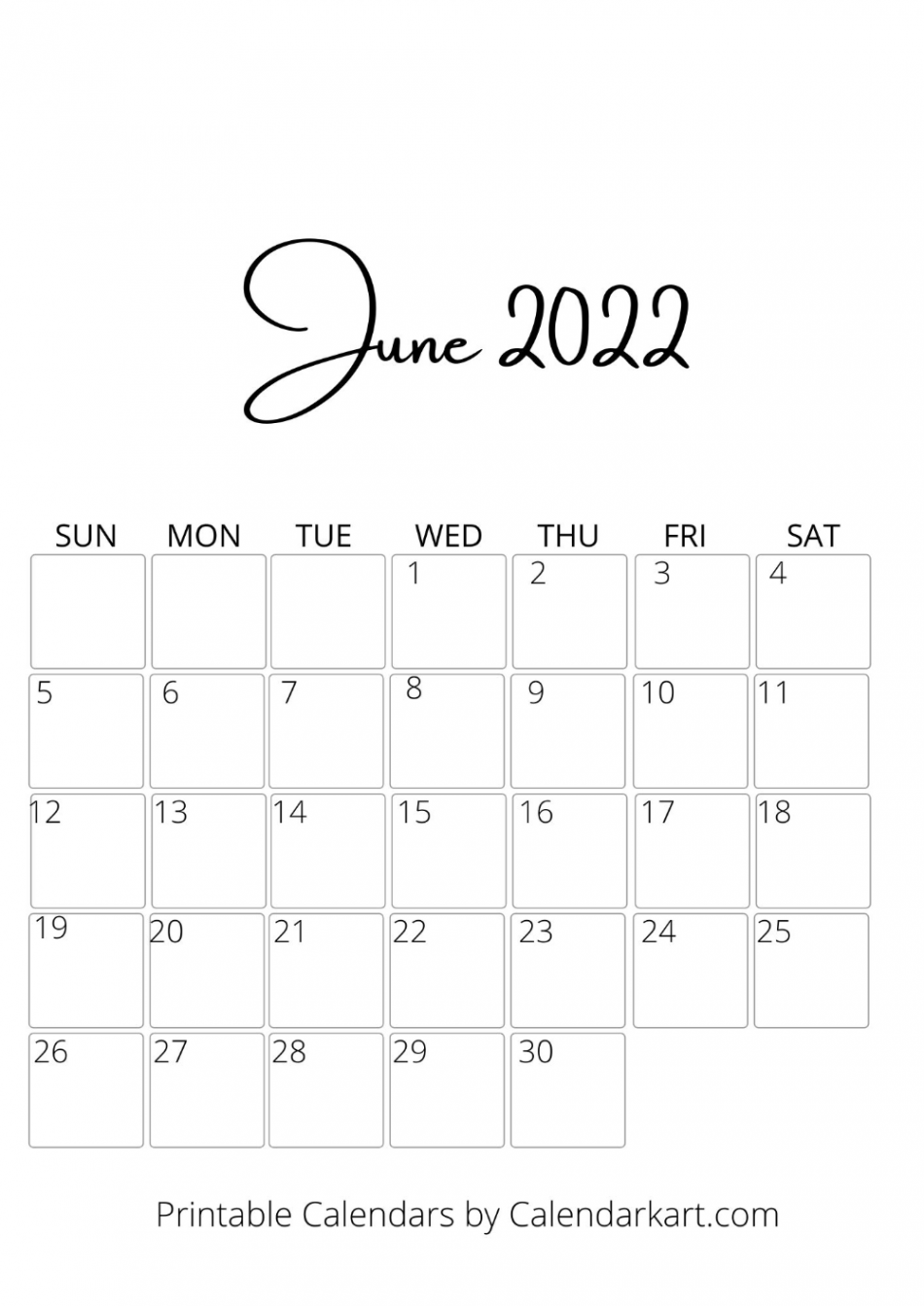 Free Printable June  Calendars -  Pages -  Free printable