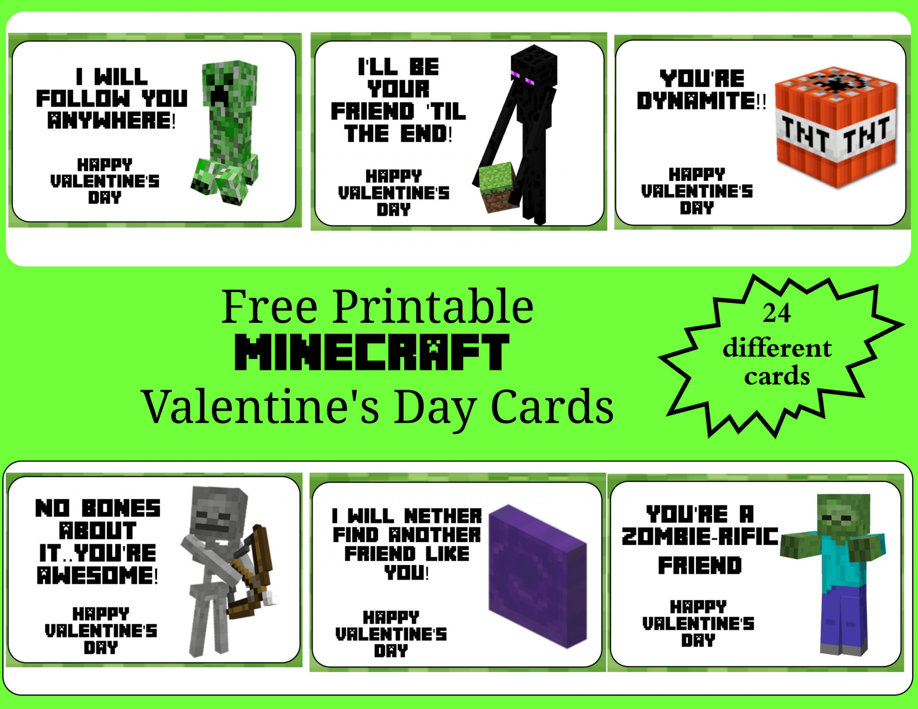 FREE Printable Minecraft Valentine