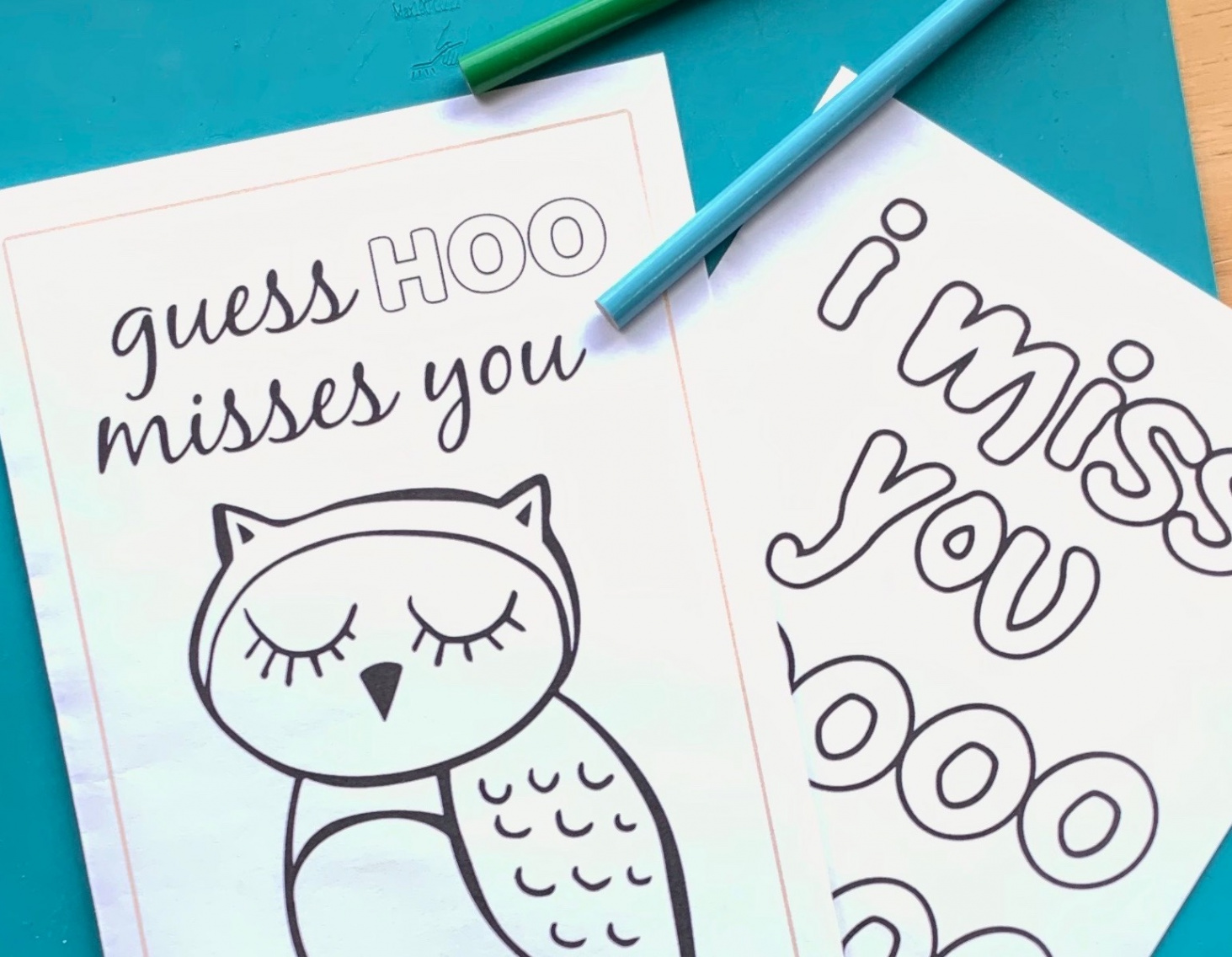 Free Printable "Miss You" Cards to Color - Six Clever Sisters