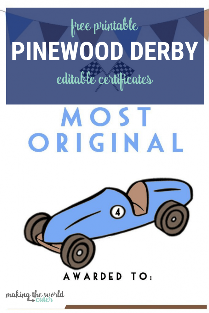 Free Printable Pinewood Derby Certificates ~ Cub Scout Ideas