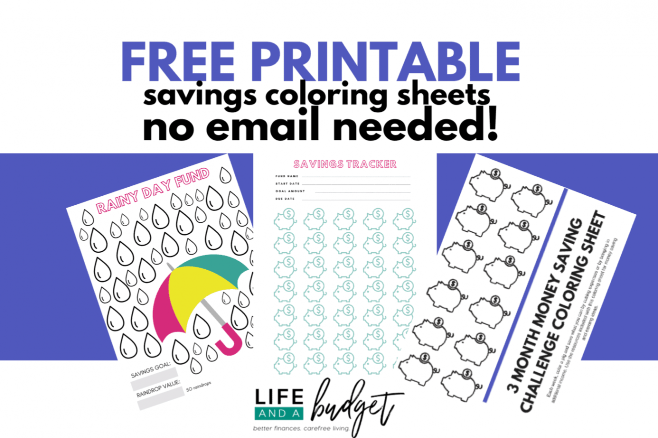 FREE Printable Savings Tracker Coloring Pages - Life and a Budget