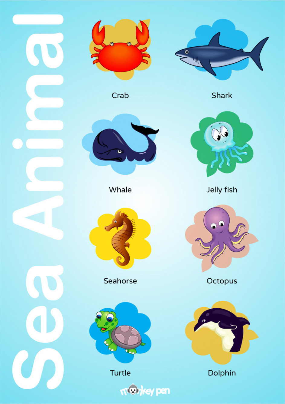 Free Printable Sea Animals Posters – Monkey Pen Store