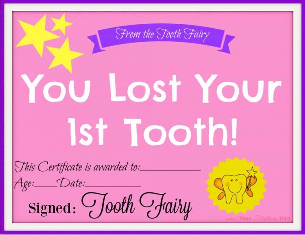 Free Printable Tooth Fairy Certificate ~ Another Mum Fights the