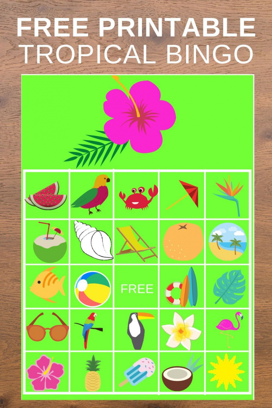 FREE Printable Tropical Bingo  Luau theme party, Luau party games