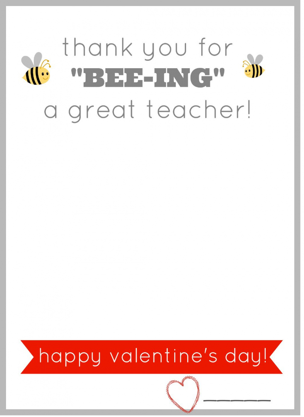 Free printable valentine card for teachers