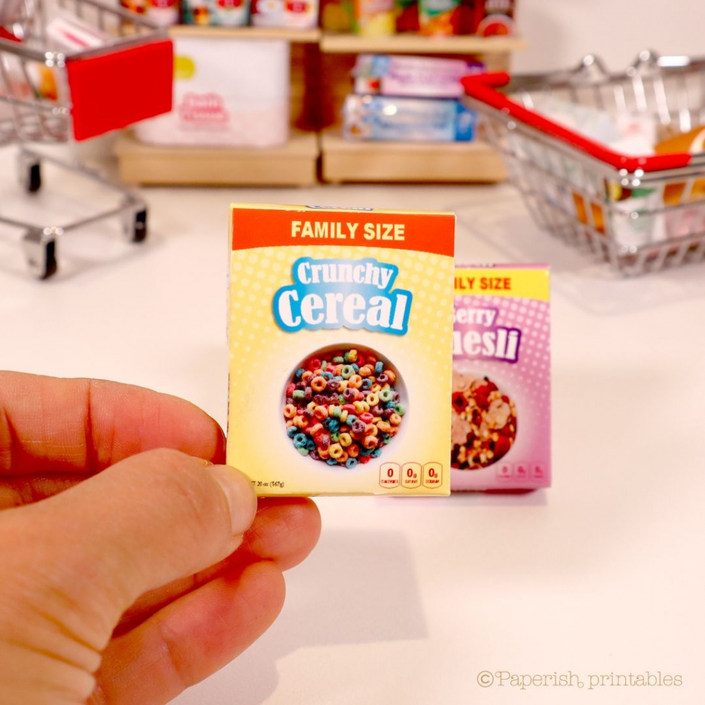 Free printables of miniature cereal boxes  Dollhouse miniatures