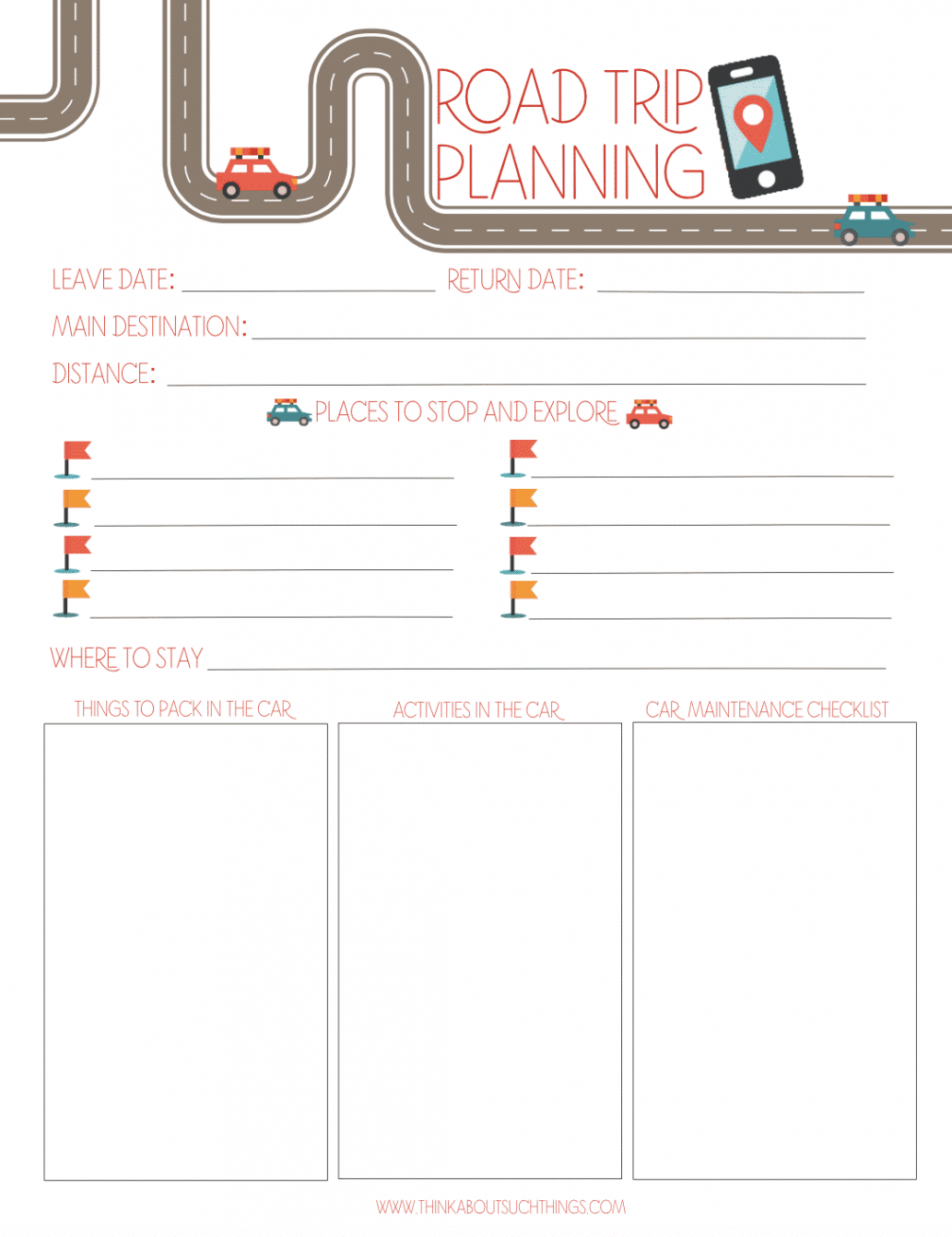 Free Printables  Road trip planning, Trip planner printable, Trip