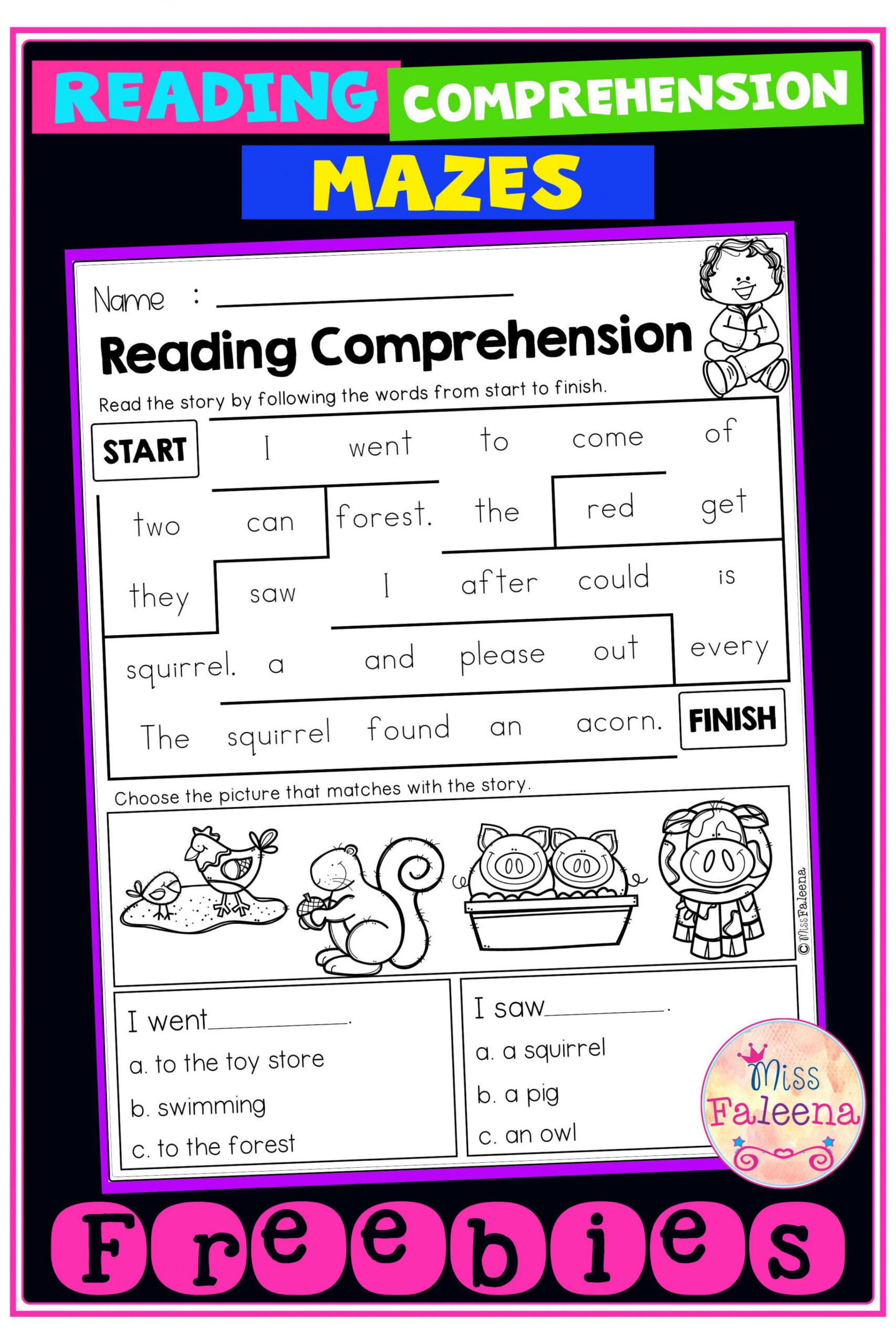 Free Reading Comprehension Mazes  Reading comprehension, Reading