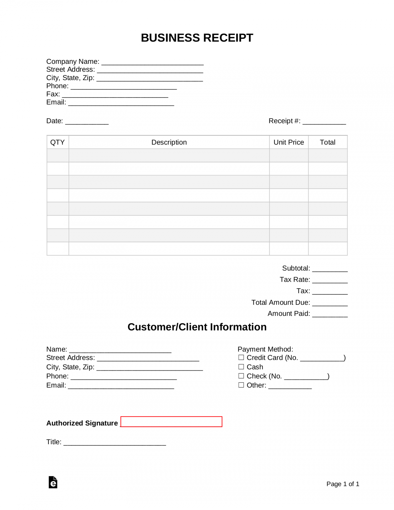 Free Receipt Templates ()  Samples - PDF  Word – eForms