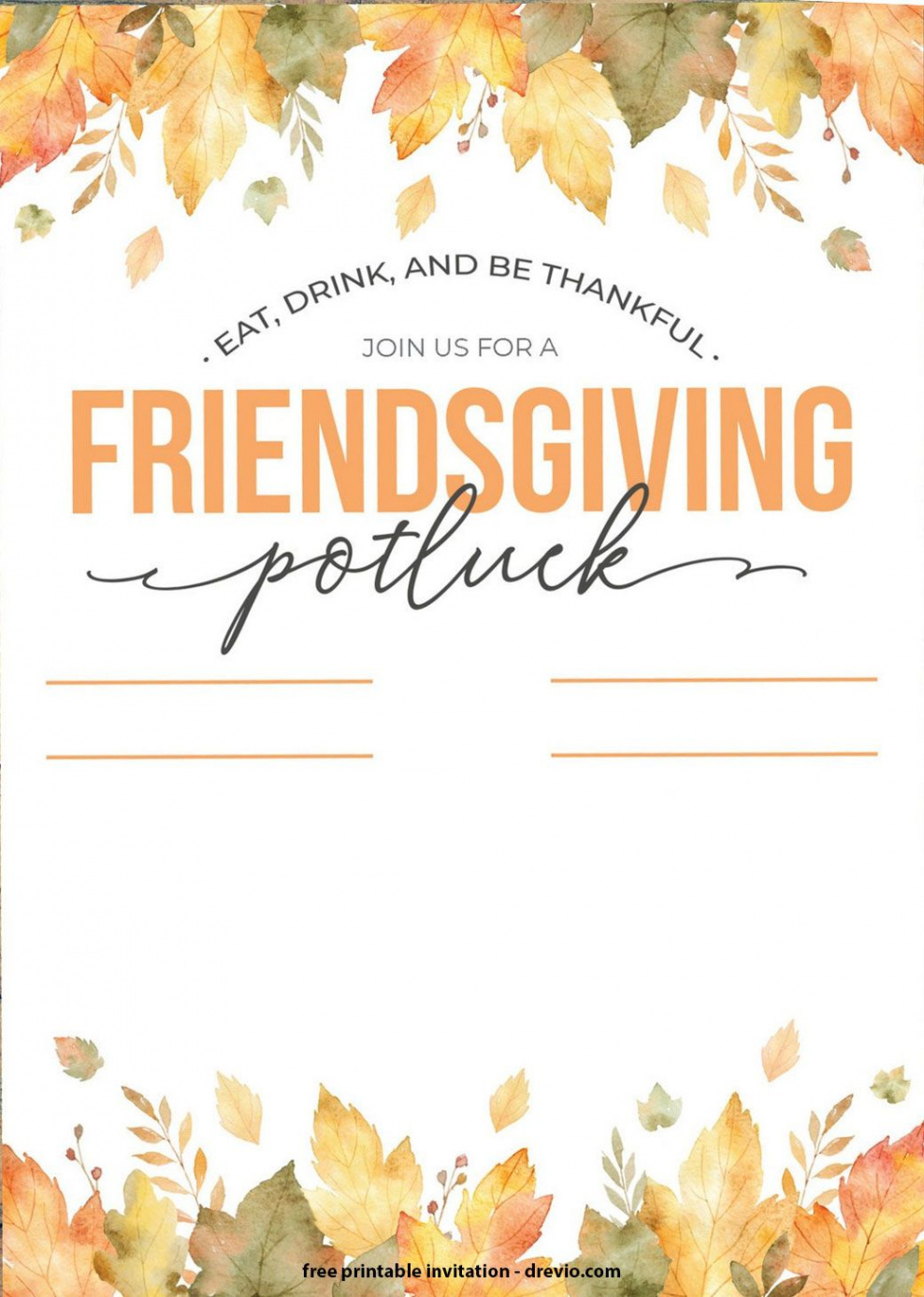 FREE Thanksgiving Potluck Invitation Templates  Potluck