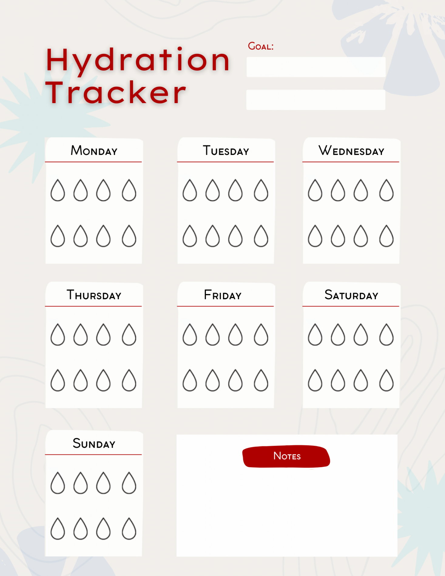 Free Water Tracker Printable  Distillata