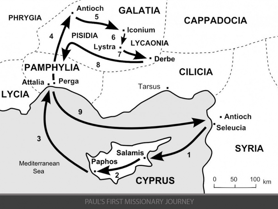 FreeBibleimages :: Maps: The journeys of Paul :: Maps of Paul