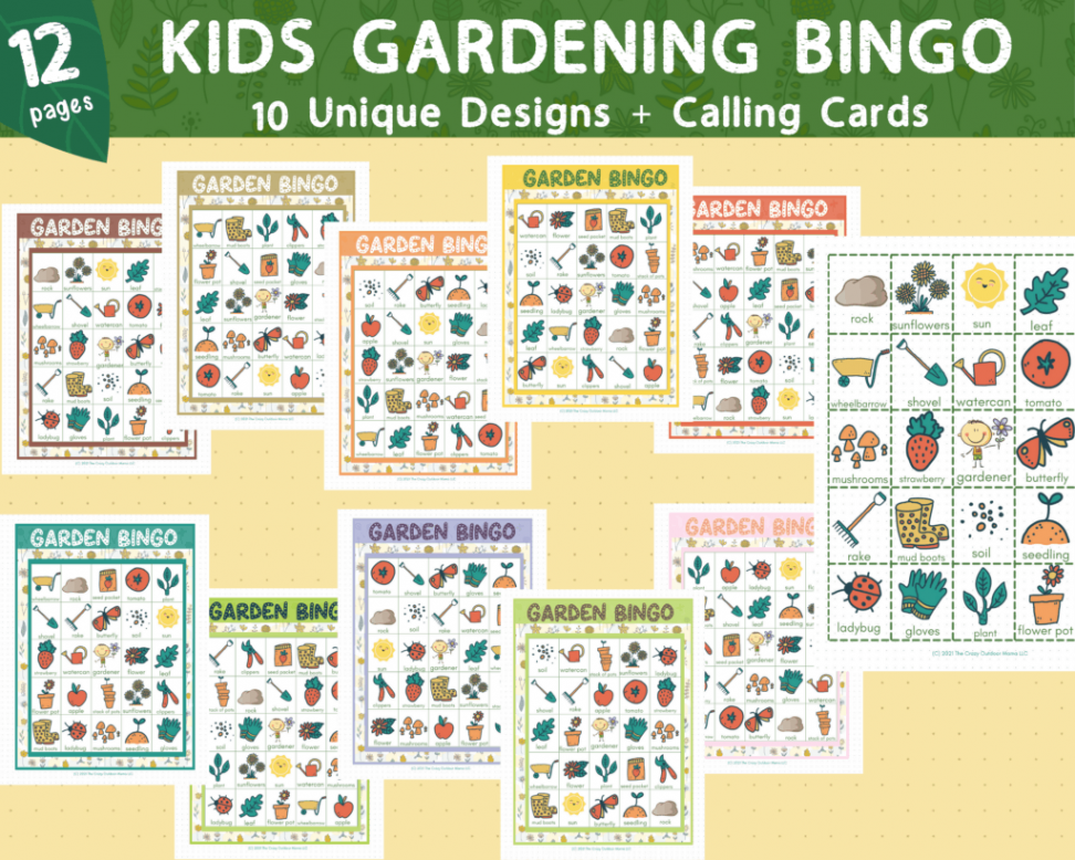 Fun + CUTE Garden BINGO for kids ( Boards + Calling Cards