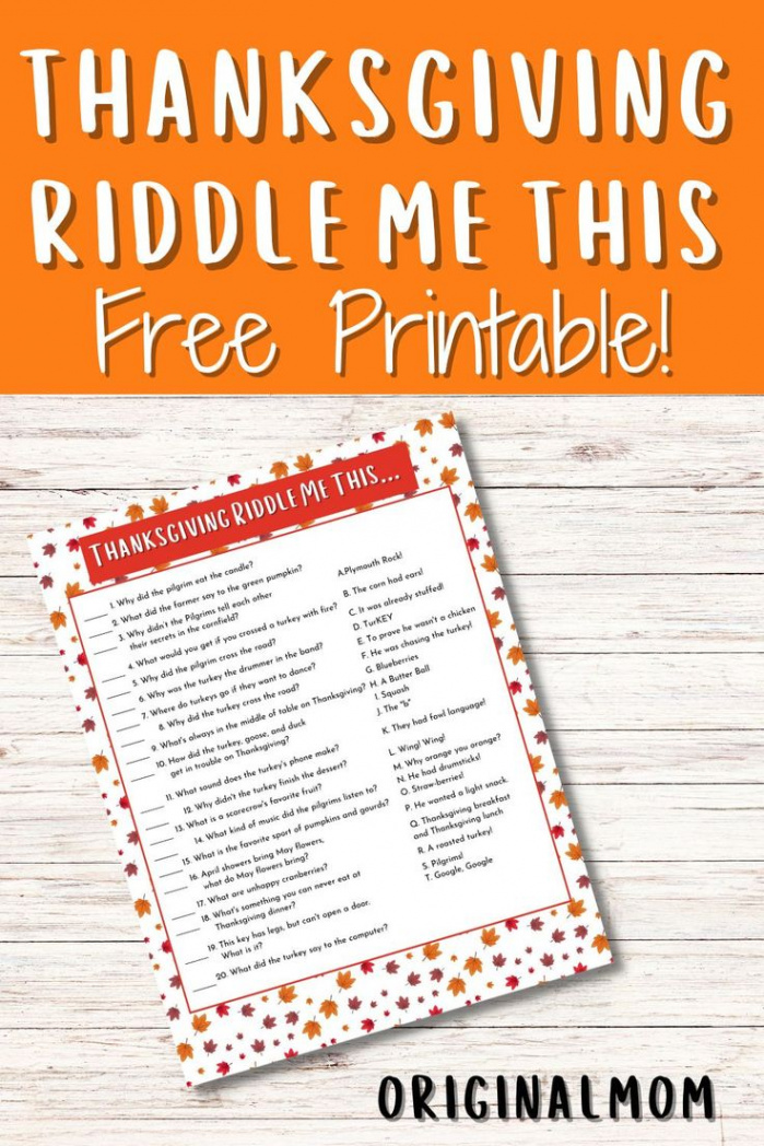 Fun Thanksgiving Riddle Me This Free Printable  Thanksgiving fun