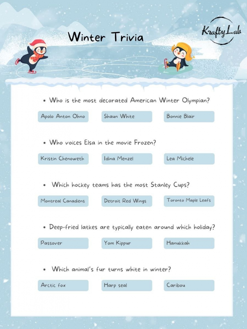 + Fun Winter Trivia Questions And Answers For Work