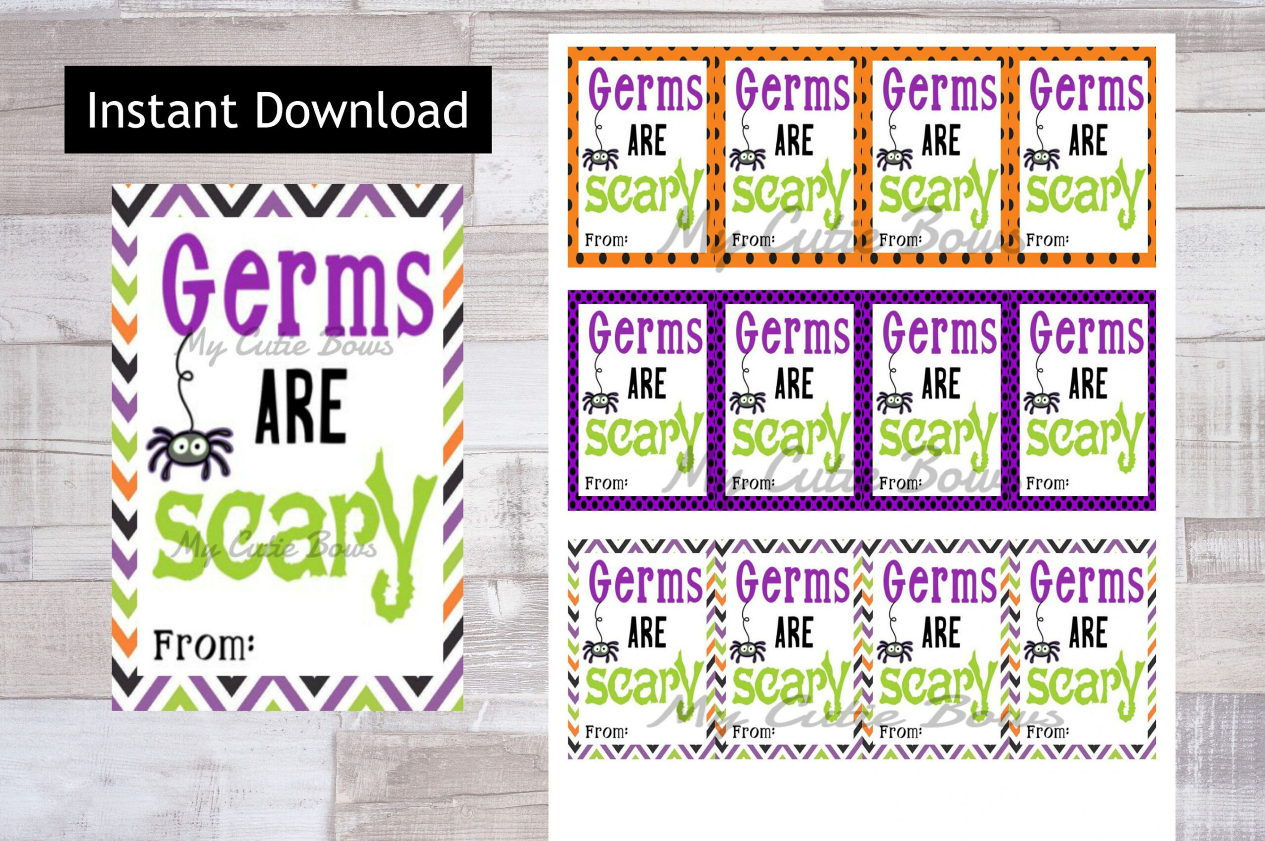 Germs Are Scary Printable Tags Halloween Hand Sanitizer - Etsy