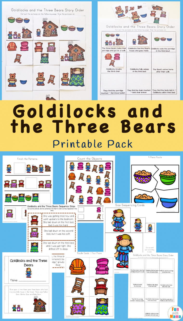 Goldilocks And The Three Bears Printable Pack - Fun with Mama