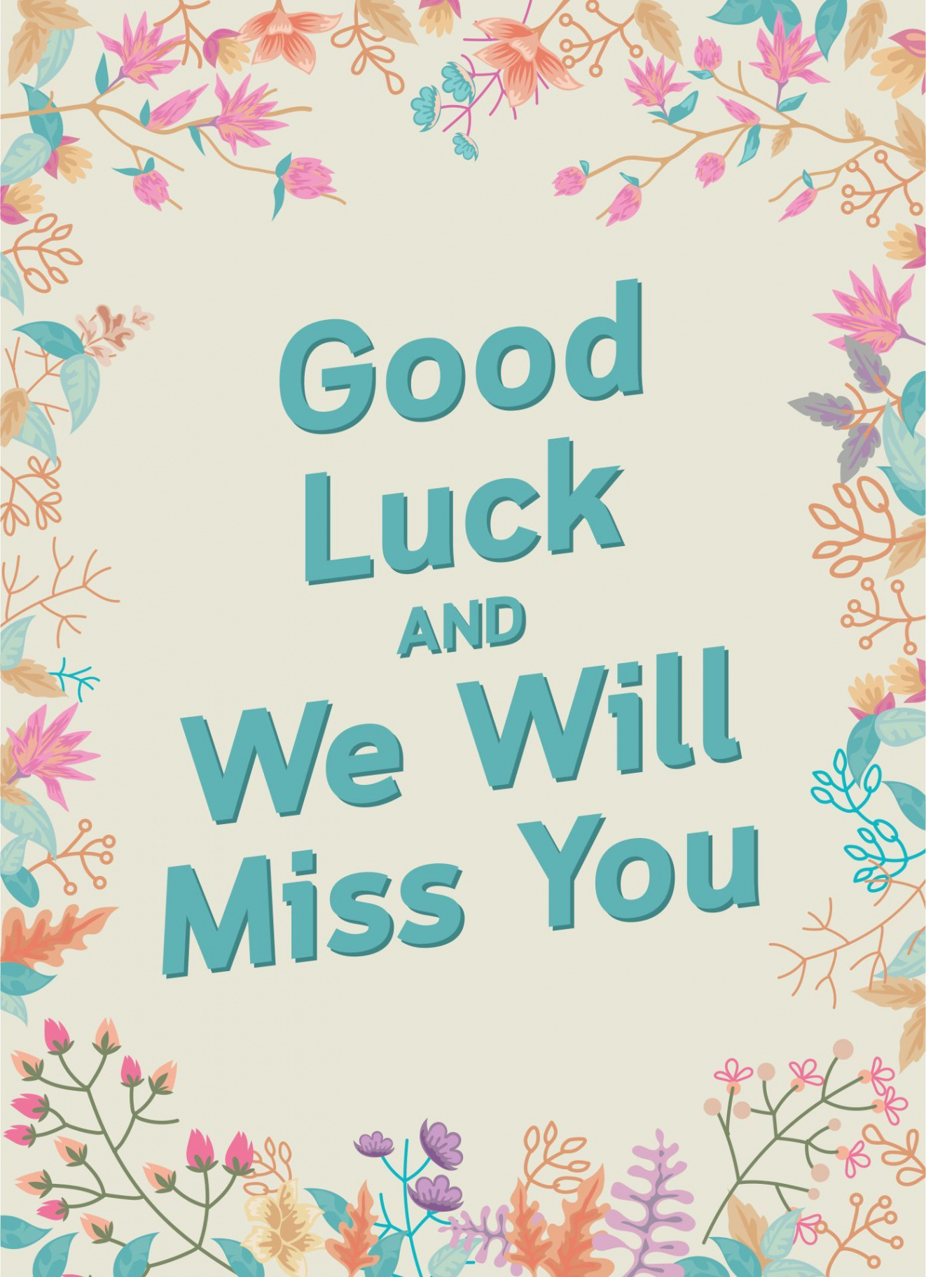 Good Luck We Will Miss You  Good luck cards, Farewell cards, Miss