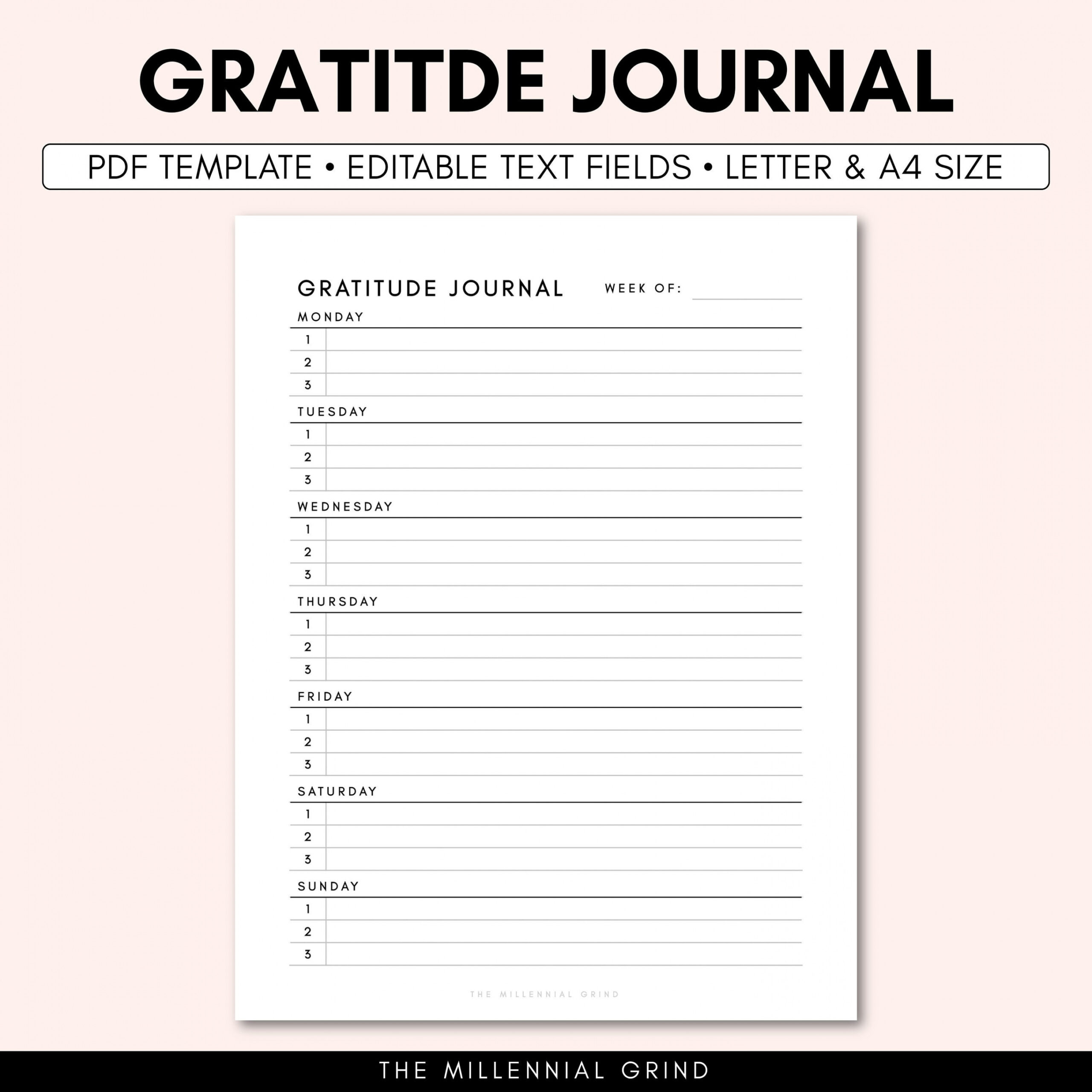 Gratitude Journal Printable Gratitude Journal PDF - Etsy