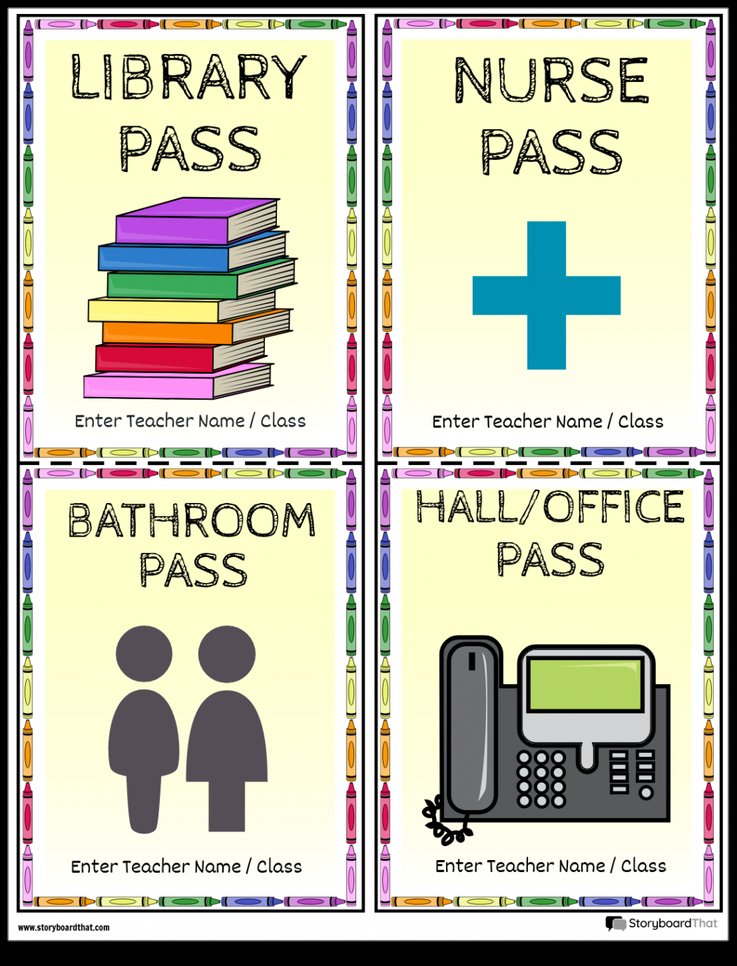 Hall Pass Template — Hall Pass Maker  StoryboardThat