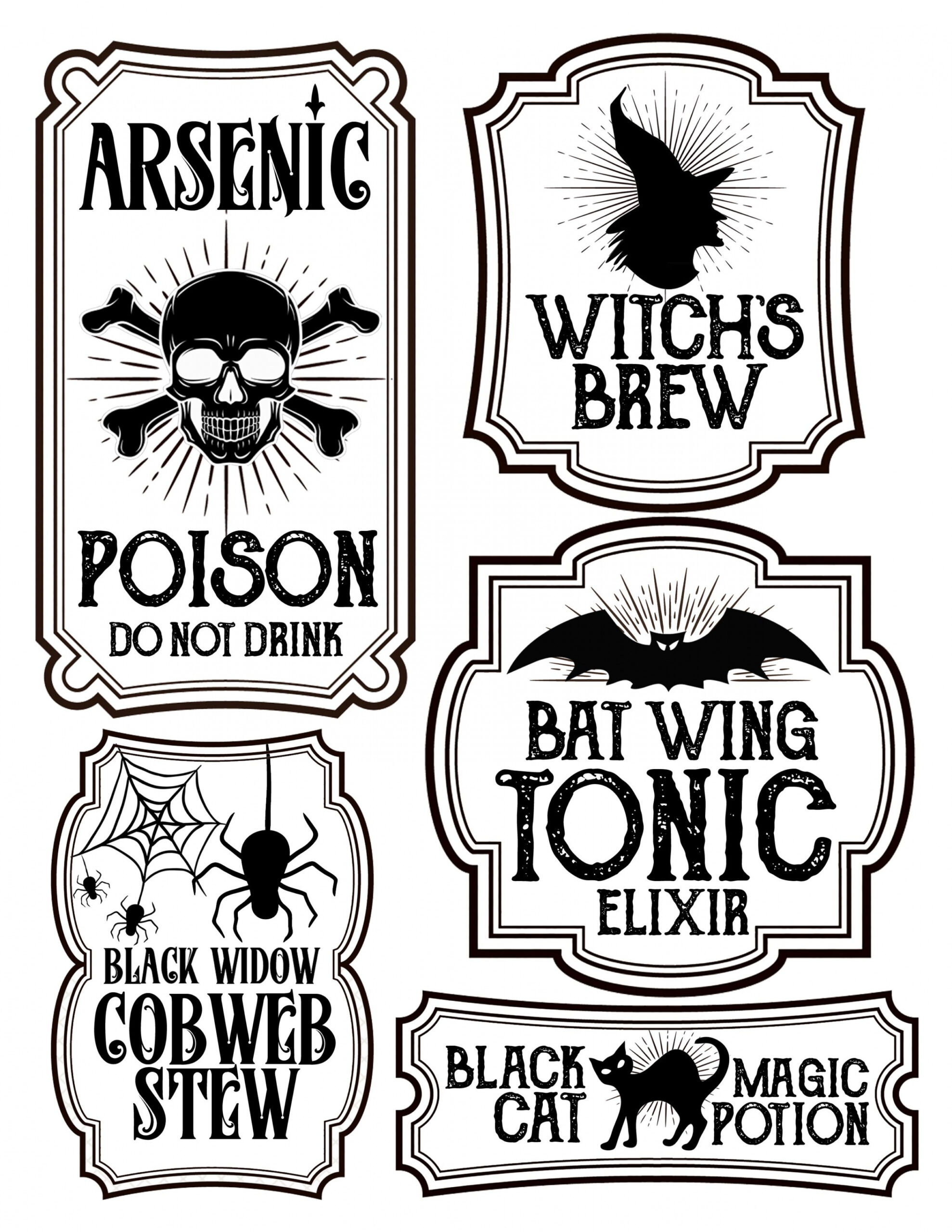 Halloween Bottle Labels - Free Printables - Potions Labels