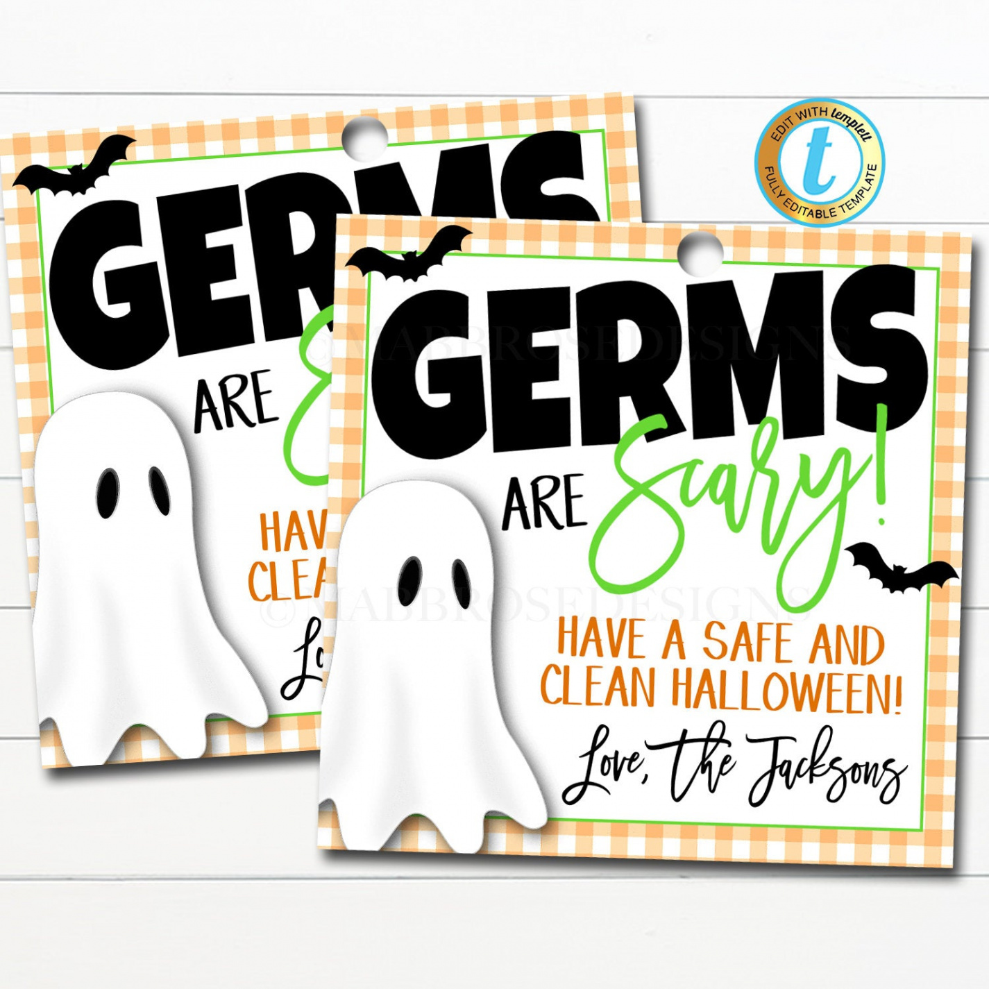 Halloween Gift Tags, Germs are Scary  TidyLady Printables