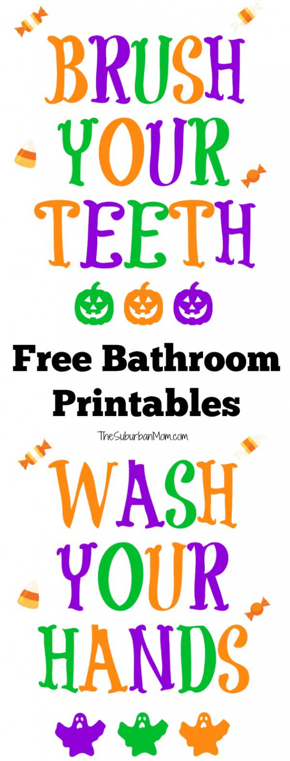 Halloween-Themed Brush Your Teeth Sign Printable - The Suburban