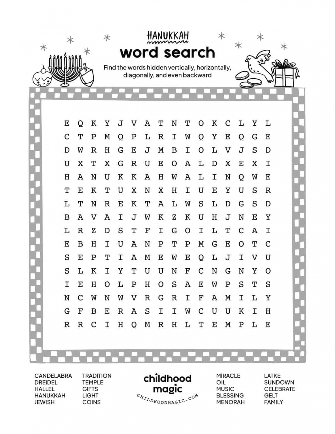 Hanukkah Word Search - Free Printable - Childhood Magic