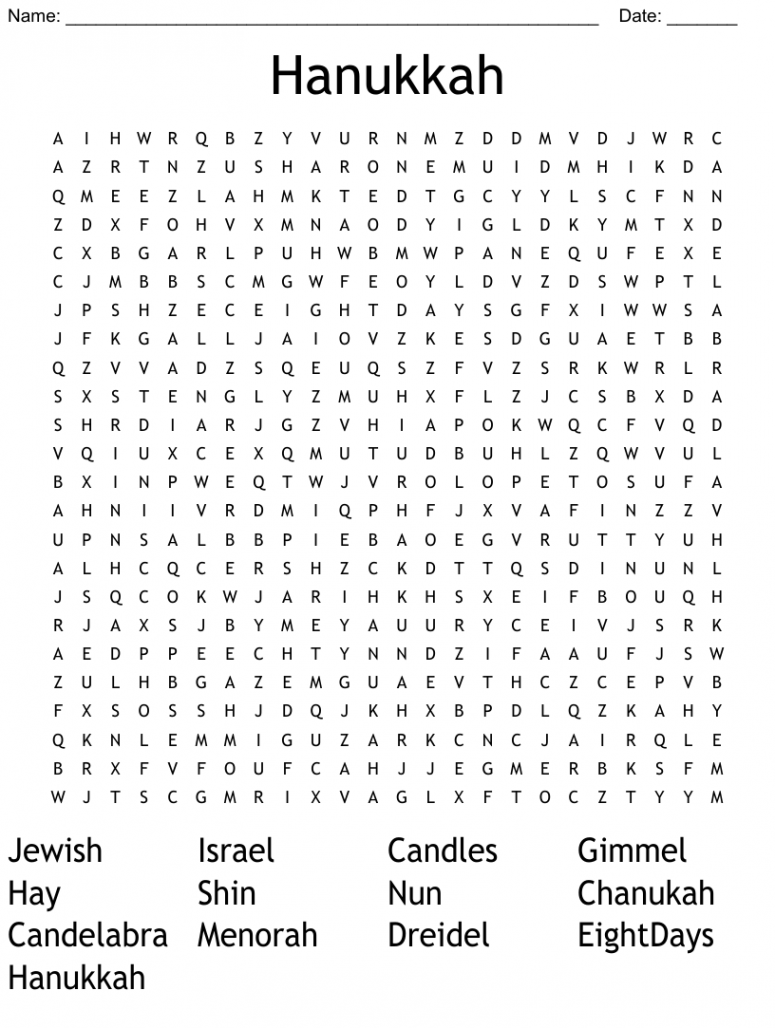 Hanukkah Word Search - WordMint